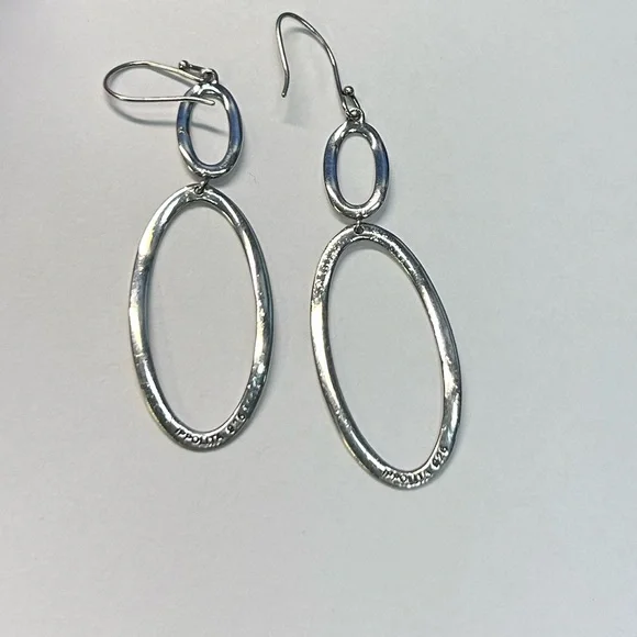 Ippolita sterling Silver hammered Double Oval hoop French wire Earrings vintage - Picture 8 of 16